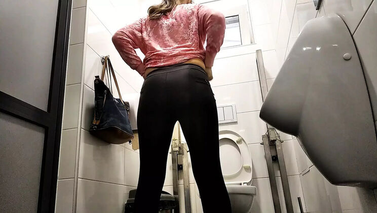Hairy MILF SexyAnka Pisses in Public Toilet - Hot Euro Beauty