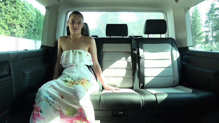 Two horny hotties lick each other's wet pussy in the car