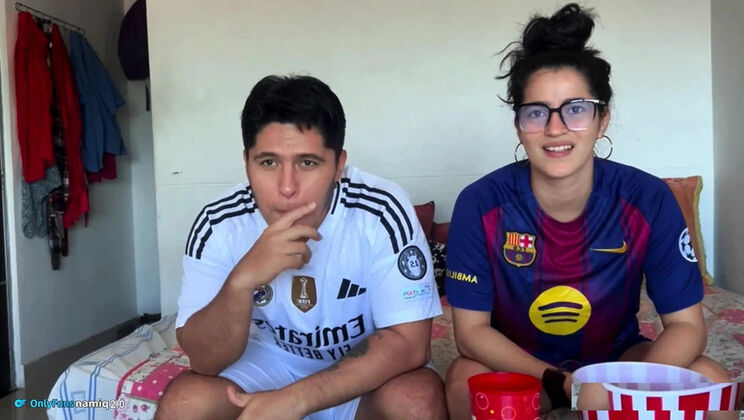Watching Football Game, Latina Teen Loses Bet, Big Ass Blowjob POV